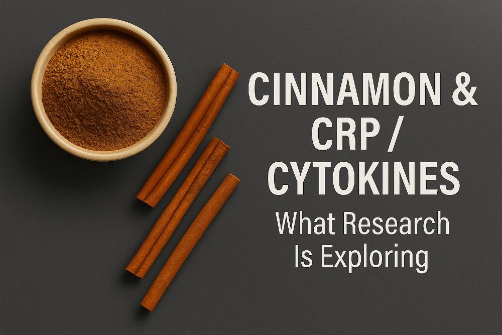 cinnamon sticks and powder with research title about crp and cytokines